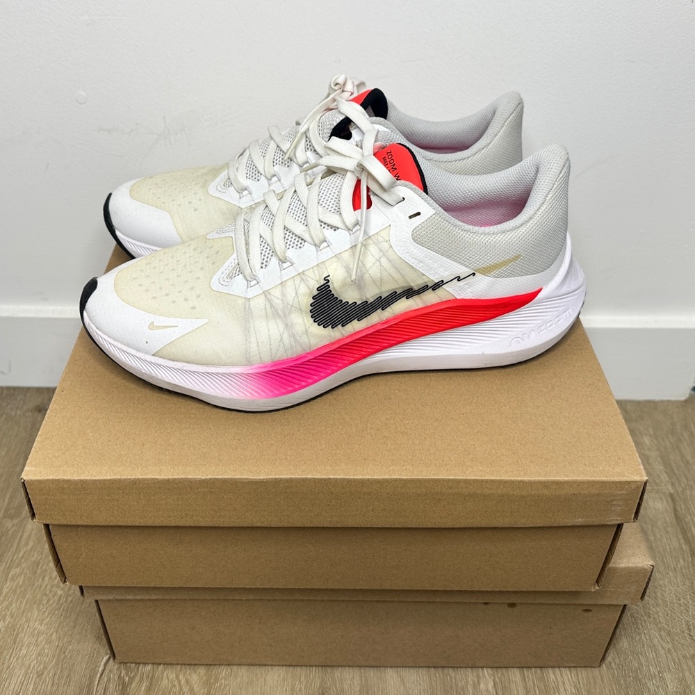 Nike White and Pink Athletic Sneakers